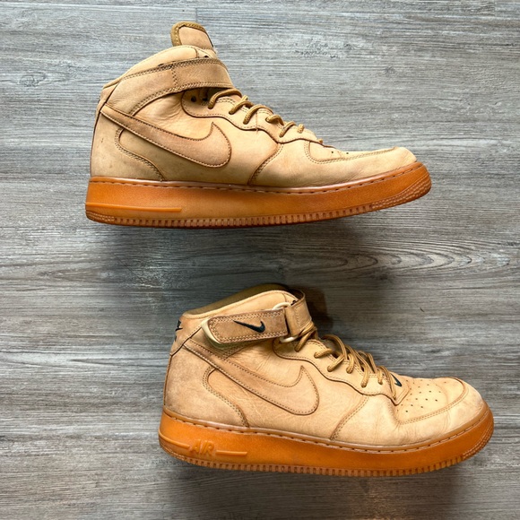 Nike Other - Nike Air Force 1 '07 PRM QS Mid Flax Brown AF1 Shoe Used Size 12